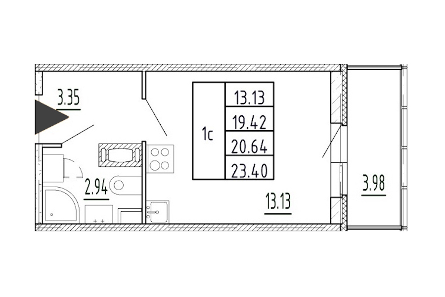 Квартира студия 19.42 м², 4/13 эт., ЖК «Полис Приморский 2»